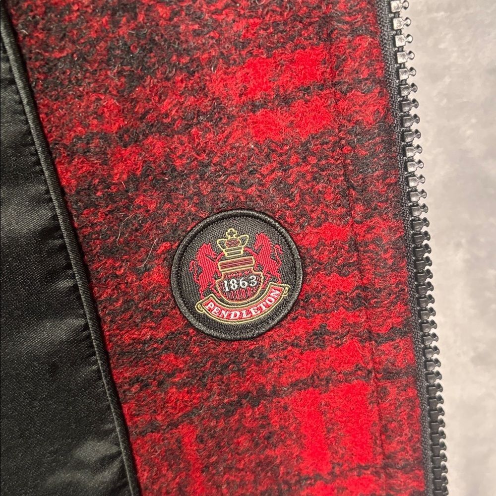Pendleton Red Black Plaid Wood Full Zip Jacket Size XL - Picture 8 of 11